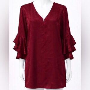 Calvin Klein Deep Red Ruffle Sleeve Shift Dress - Women’s Size 6